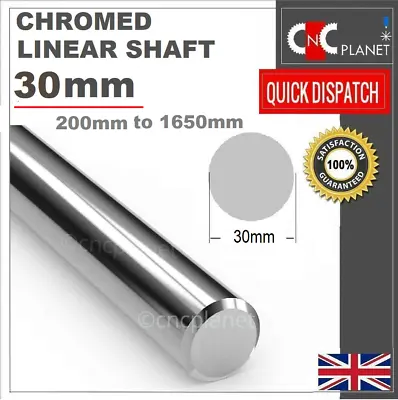 30mm Shaft Smooth Chromed Steel Linear Round Bar Rail Slide Rod Bearing CNC UK • £52.99