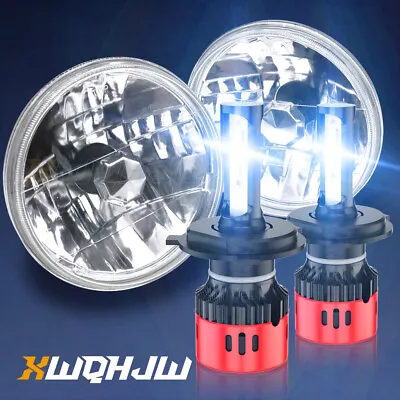 Universal Clear 7  H6024 Round Projector Headlights Head Lamps With Bulbs Pair • $149.99