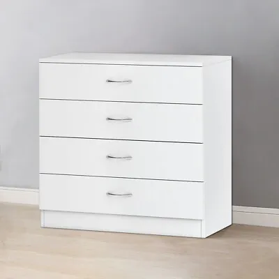 White Chest Of Drawers 4 Drawer Nightstand Bedroom Storage Furniture • £69.95