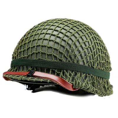 US WW2 M1 Helmet With Chin Strap Net Cover Army Military Reproduction WWII • $37.99