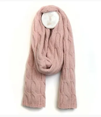 Pom 925 ‘NEW’ Peace Of Mind Cable Knit Scarf Beautifully Soft. PALE PINK • £11.99