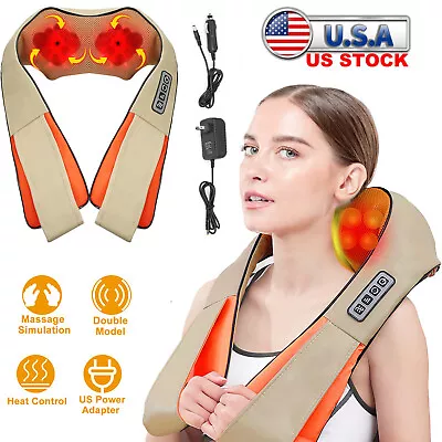 Shiatsu Massager With Heat Deep Kneading Massage Pillow For Shoulder Neck & Back • $30.99