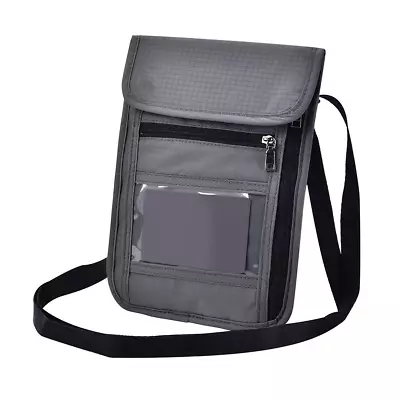 Gray Multi Function Travel Passport Cover Neck Bag Protector Wallet ID Ny LVE UK • £14.19