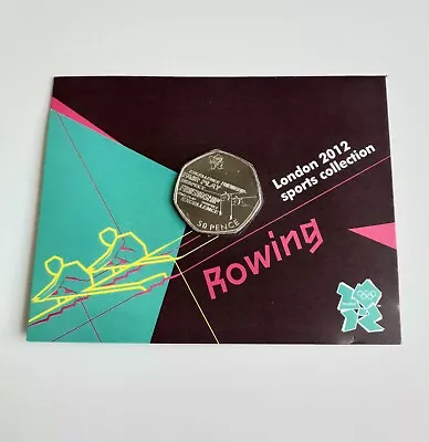 2012 London Olympic ROWING 50p Coin Certified Uncirculated In Sealed Card • £6.95