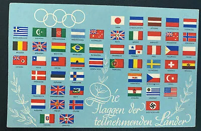 1936 Berlin Germany Souvenir Postcard Cover  XI Olympic Games Countries • $68