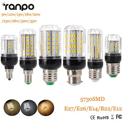 E27 E14 E12 E26 B22 9 - 35W 5730 SMD LED Corn Bulb Light Bright 110V 220V DC 12V • $2.10