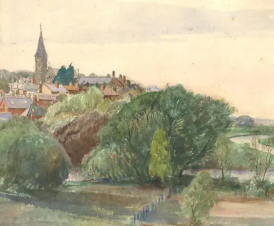 Edwardian Watercolour - Overlooking The Town • £39