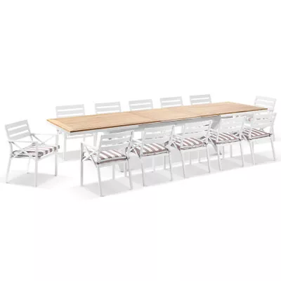Austin Outdoor 3M - 3.8M Extension Teak And Aluminium Table With 12 Kansas • $8699