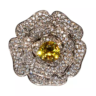 Giant Charles Winston CWE Sterling Silver Peridot/ CZ Flower Ring! Size 6! • $64.95