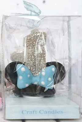 Minnie Mouse First Birthday Candle / Keepsake Topper 2-1/2 X2-1/2  Blue • $20