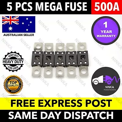 5 X 500 AMP Mega Fuse Heavy Duty Dual Battery Mining System High Current 500A • $27.95