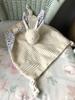 Sainsburys Tu Cream Cord & Floral Bunny Rabbit Comforter Blankie Soft Toy Doudou • £7.99