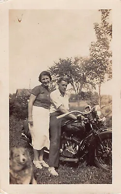 Vintage ORIGINAL Harley Davidson Motorcycle Motorbike Dog Photograph 1936 • $19.99