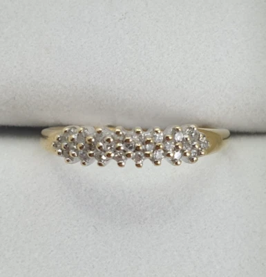 Estate 375 9ct Yellow Gold 25 Diamond Dress Ring Size M 1/2  *VIDEO* • $210