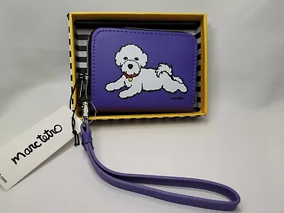 + Marc Tetro White Bichon Frise Purple Zipper Wristlet Clutch Wallet $32 Nib • $22.99