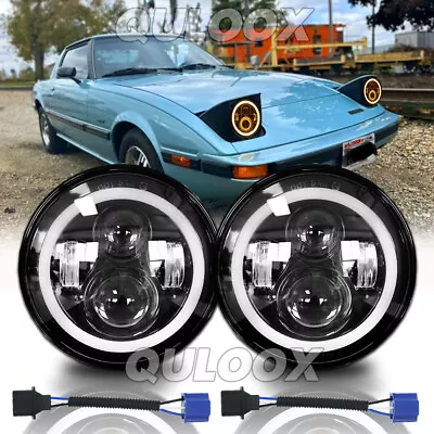 For Mazda RX-7 1979-1985 LED Headlights 7inch High-Low Beam DRL Turn Angel Eyes • $69.59