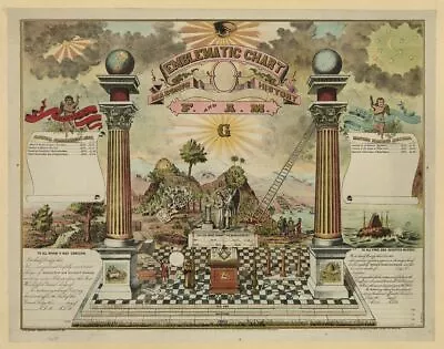 8  X 10  Photo Emblematic Chart And Masonic History Of Free And Accepted Masons • $16.95