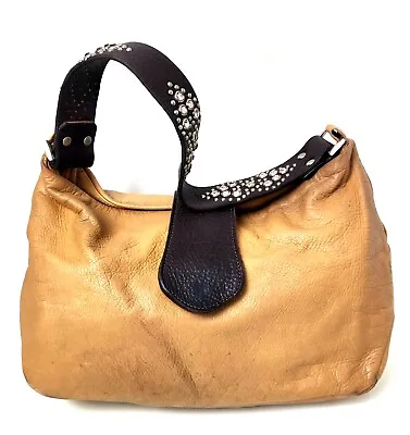 Tylie Malibu Beige Brown Genuine Leather Tote Shoulder Bag Handbag Hobo Purse • $47