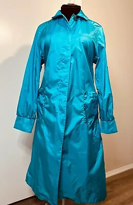 Vintage The Totes Lightweight Nylon Rain/Trench Coat Teal Blue Women's - L • $19.99