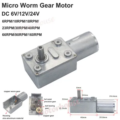 DC 6V 12V 24V Mini 370 Turbo Worm Gearbox Reduction Gear Motor High Large Torque • $9.95