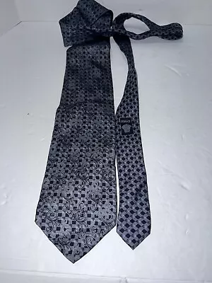 Mens VERSACE Tie MEDUSA  100% SILK Roses Floral Italy Gray Silver Black • $34.95