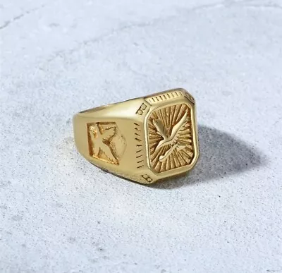 Flying Bald Eagle Vintage Designer Men's Ring 14K Yellow Gold Plated Size 10 • $69