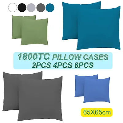 2022 NEW 1800TC Ultra Soft 2/4/6 PCS European Pillow Cases 65cm X 65cm 5 Colors • $14.99