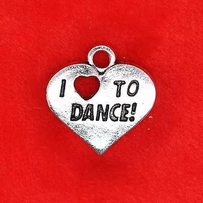 4 X Tibetan Silver 'I Love To Dance' Love Heart Charm Pendant Jewellery Making • £2.49