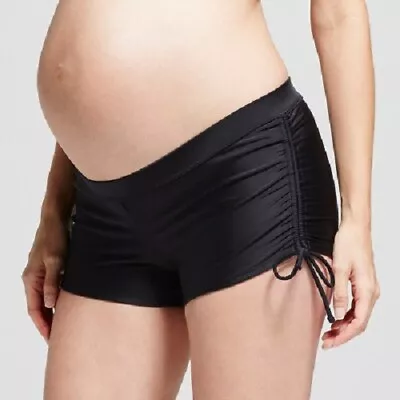 Maternity Side-Tie Swim Shorts - Isabel Maternity By Ingrid & Isabel Black XXL • $5