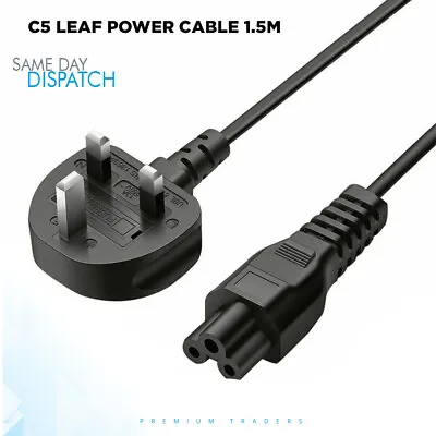 For PC Monitor TV C13 Cord1m C5 / C7 IEC Kettle Lead Power Cable 3 Pin UK Plug • £6.80