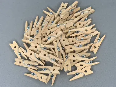 25 X 25mm Mini Natural Wooden Clothes Photo Paper Peg Clothespin Craft Clips • £2.50