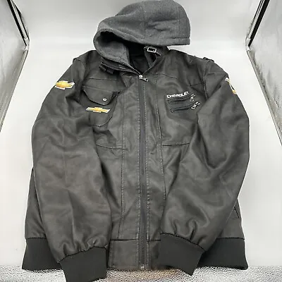 Chevrolet Leather Jacket - Hoodie - Full Zip - Men’s L-XL (Read Description) • $90