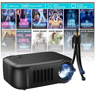 Projector 1500 Lumen 1080P LED Mini Video Home Theater Cinema Projector HDMI USB • £34.99