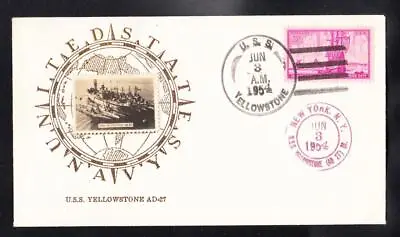 Destroyer Tender USS YELLOWSTONE AD-27 Ship's Photo Cachet Naval Cover B5460 • $3.95