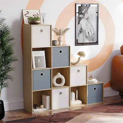6 10 Cube Storage Bookcase Unit Shelf Home Office Organiser Display Box Shelving • £54.99