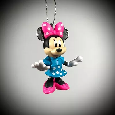 2.25  MINNIE MOUSE ORNAMENT Blue Dress Pink Bow Disney Tree Gift SHATTERPROOF • $6.99