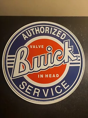 Buick Authorized Service 11.75  Round Tin Sign New Vintage Look Valve In Head • $8