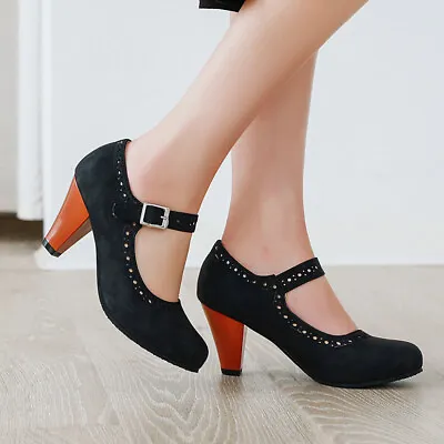 Womens Ankle Strap Buckle High Heels Pump Mary Jane Cute Sweet Lolita Shoes • £23.75