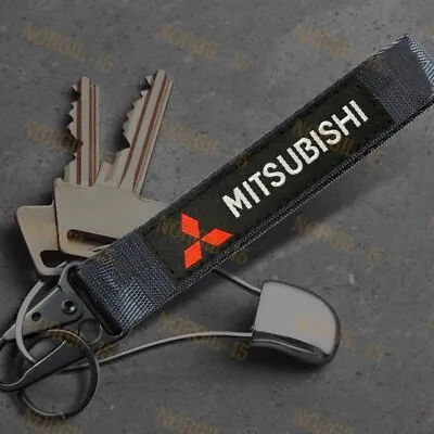 MITSUBISHI Racing Keychain Metal Backpack Key Ring Hook Strap Lanyard Nylon • $7.44