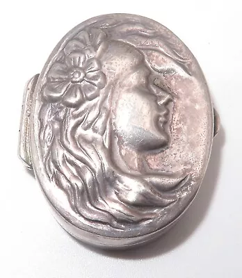 Vtg 925 Sterling Silver Art Nouveau 1995 Hallmark UK Woman Trinket Pill Box 10g • $5.50