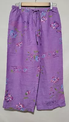 Erin London Women's Floral Silk/Linen Capri Elastic Waist Pants Size Medium • $19