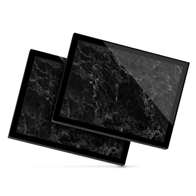 £29.99 • Buy 2 X Glass Placemats 20x25 Cm - Black Granite Rock Effect  #3320