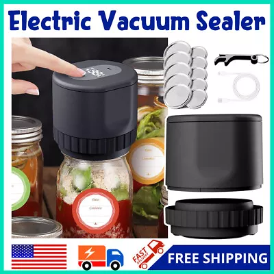 Electric Mason Jar Vacuum Sealer Kit Food Saver For Wide Mouth And Regular Mouth • $20.88