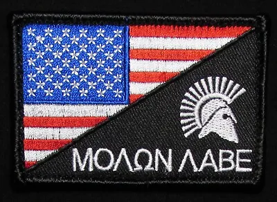 Hook Fastener Compatible Patch Molon Labe USA Full Color 3x2  • $5.95