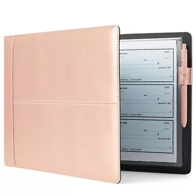 Rose Gold 7 Ring Business Check Binder For Checkbooks 600 Checks 14 X 10 In • $18.99