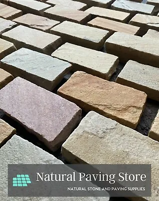 Fossil Mint Sandstone Paving Patio Cobble Setts 200mmx100mmx40/60mm • £5