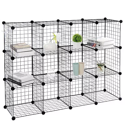DIY Organizer Wire Storage Cubes Of 12 Shelves Wardrobe Organizer Bookcase • $38.58