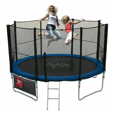 6FT 8FT 10FT 12FT 14FT Trampoline With Enclosure Rain Cover Safety Net Ladder UK • £149.99