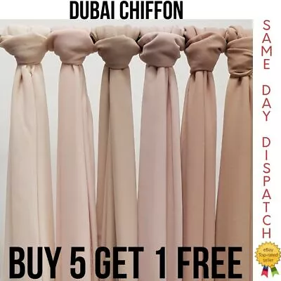 £6.99 • Buy High Quality Plain Chiffon Hijab Scarf Shawl Wrap Soft Georgette Dubai Elegant