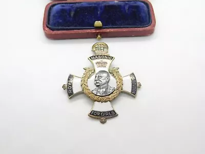 Sterling Silver Gilt & Enamel Masonic Girls Institute Fob Medal 1928 Birmingham • £28